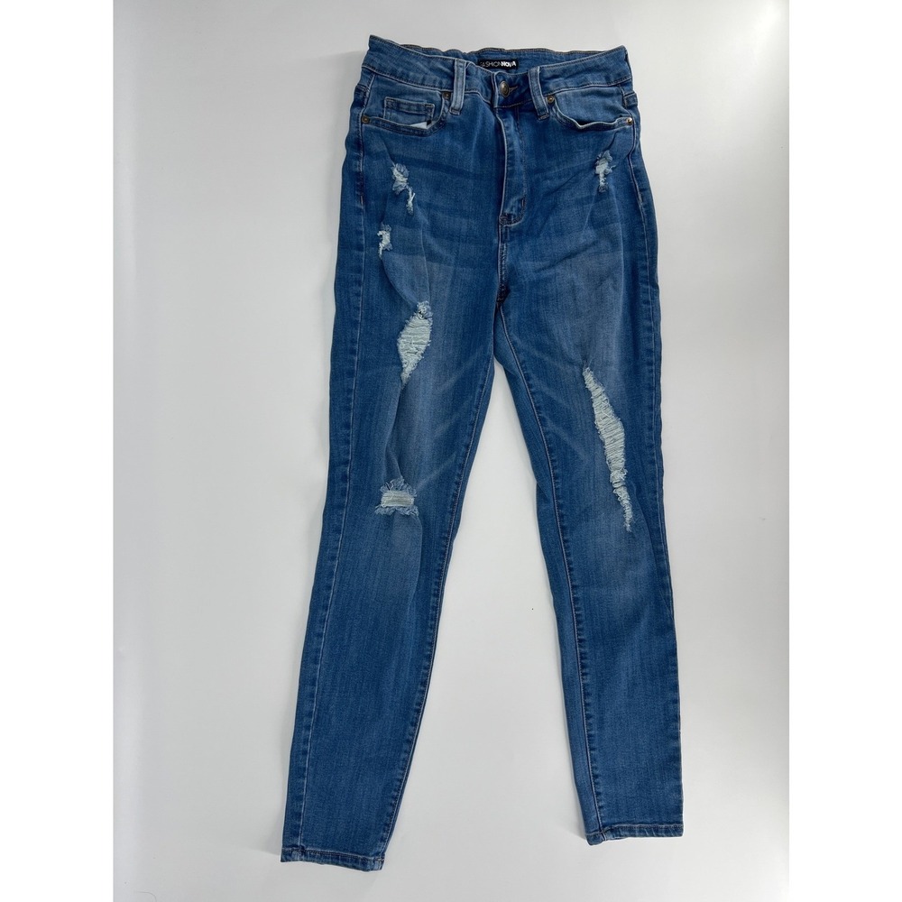 Fashion Nova Distressed Skinny Jeans Womens 5 Blue Medium Wash High Rise EP3014